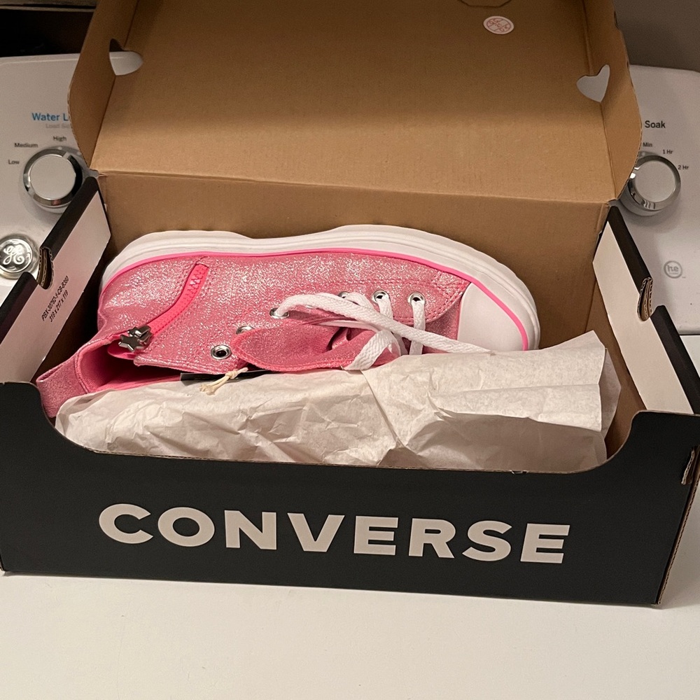 Converse Kids Glittery Pink Platform High-Tops - Picture 4 of 4